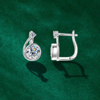 Moissanite Clip Hoop Earrings 925 Sterling Silver D-Color White Round Cut BandsCo Straps