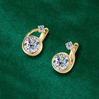 Moissanite Clip Hoop Earrings 925 Sterling Silver D-Color White Round Cut BandsCo Straps