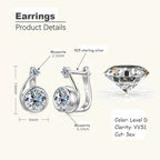 Moissanite Clip Hoop Earrings 925 Sterling Silver D-Color White Round Cut BandsCo Straps