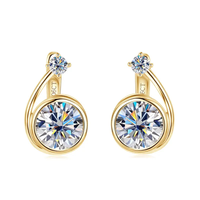 Moissanite Clip Hoop Earrings 925 Sterling Silver D-Color White Round Cut BandsCo Straps