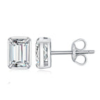Moissanite D Color 1.6ct Pair Emerald Cut 925 Sterling Silver Stud Earrings BandsCo Straps