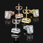 Moissanite D Color 1.6ct Pair Emerald Cut 925 Sterling Silver Stud Earrings BandsCo Straps