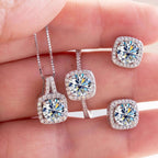 Moissanite D Color Round Cut 925 Sterling Silver Pendant Necklace and Studs Set BandsCo Straps