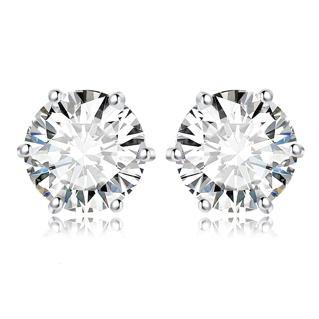 Moissanite D Color Round Solitaire Stud Earrings 0.6-6ct Sterling Silver BandsCo Straps