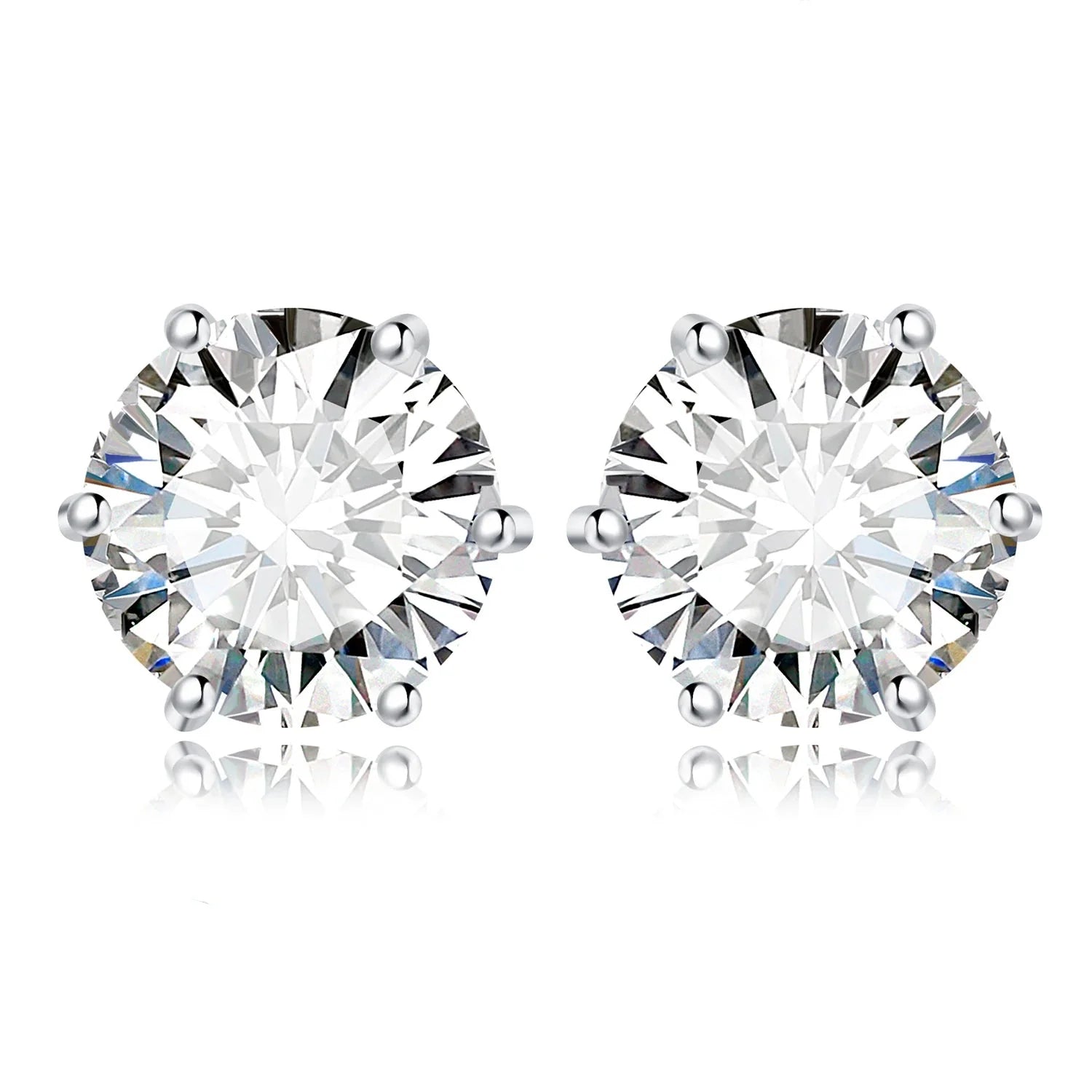 Moissanite D Color Round Solitaire Stud Earrings 0.6-6ct Sterling Silver BandsCo Straps