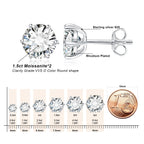 Moissanite D Color Round Solitaire Stud Earrings 0.6-6ct Sterling Silver BandsCo Straps