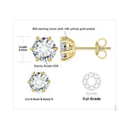 Moissanite D Color Round Solitaire Stud Earrings 0.6-6ct Sterling Silver BandsCo Straps