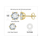 Moissanite D Color Round Solitaire Stud Earrings 0.6-6ct Sterling Silver BandsCo Straps
