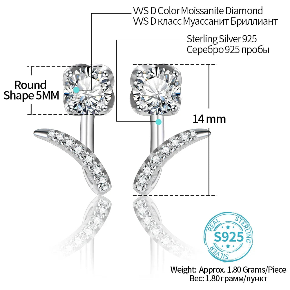 Moissanite Diamond Stud Earrings 925 Sterling Silver Bridal Engagement Studs BandsCo Straps