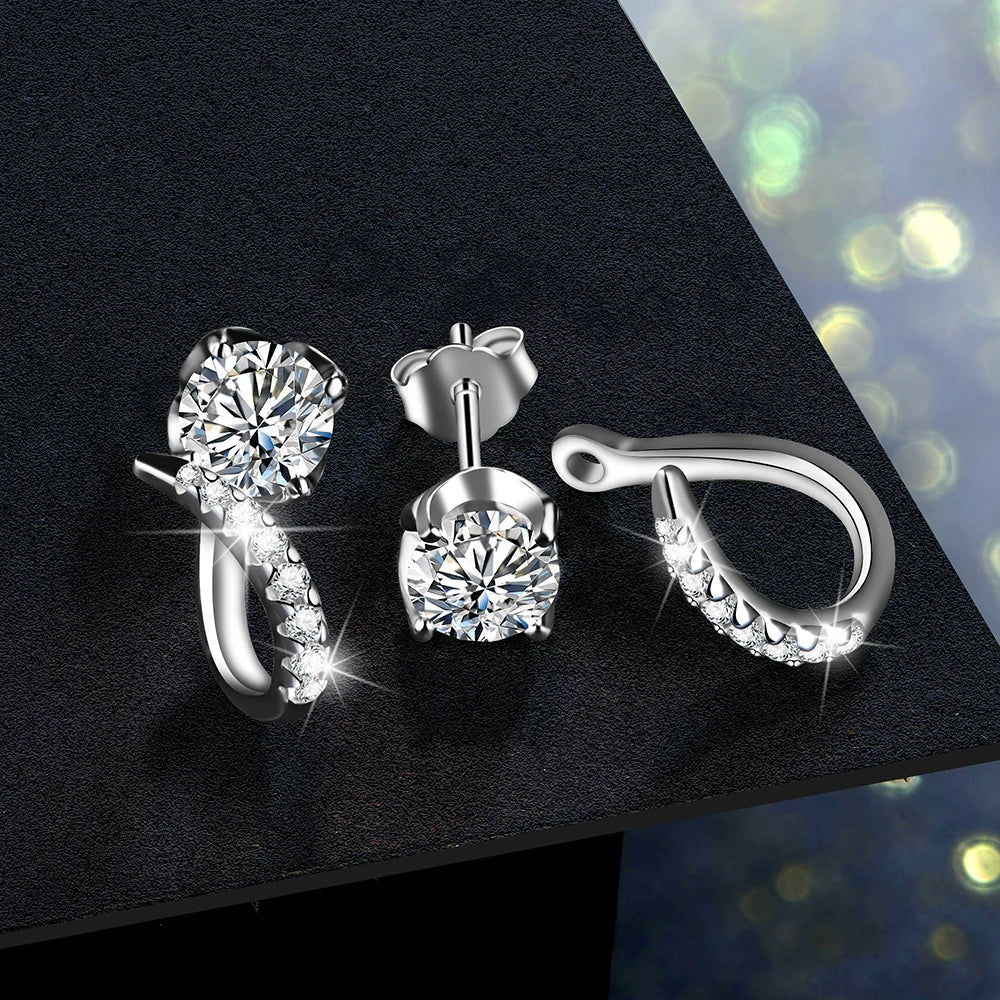 Moissanite Diamond Stud Earrings 925 Sterling Silver Bridal Engagement Studs BandsCo Straps
