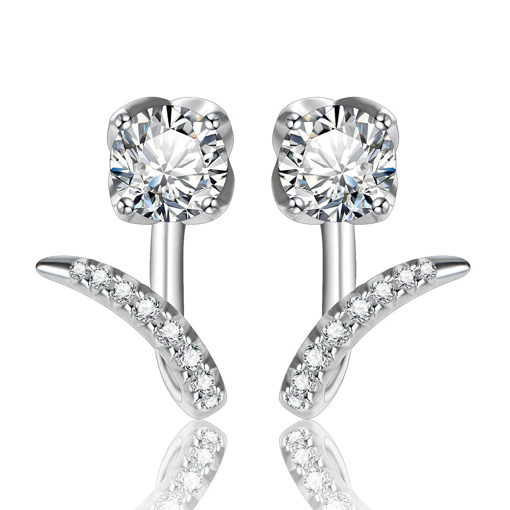 Moissanite Diamond Stud Earrings 925 Sterling Silver Bridal Engagement Studs BandsCo Straps