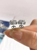 Moissanite Diamond Stud Earrings 925 Sterling Silver Round Halo Wedding Jewelry BandsCo Straps