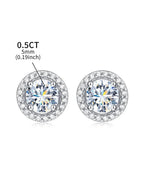 Moissanite Diamond Stud Earrings 925 Sterling Silver Round Halo Wedding Jewelry BandsCo Straps