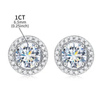 Moissanite Diamond Stud Earrings 925 Sterling Silver Round Halo Wedding Jewelry BandsCo Straps