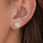 Moissanite Diamond Stud Earrings 925 Sterling Silver Round Halo Wedding Jewelry BandsCo Straps