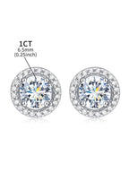 Moissanite Diamond Stud Earrings 925 Sterling Silver Round Halo Wedding Jewelry BandsCo Straps
