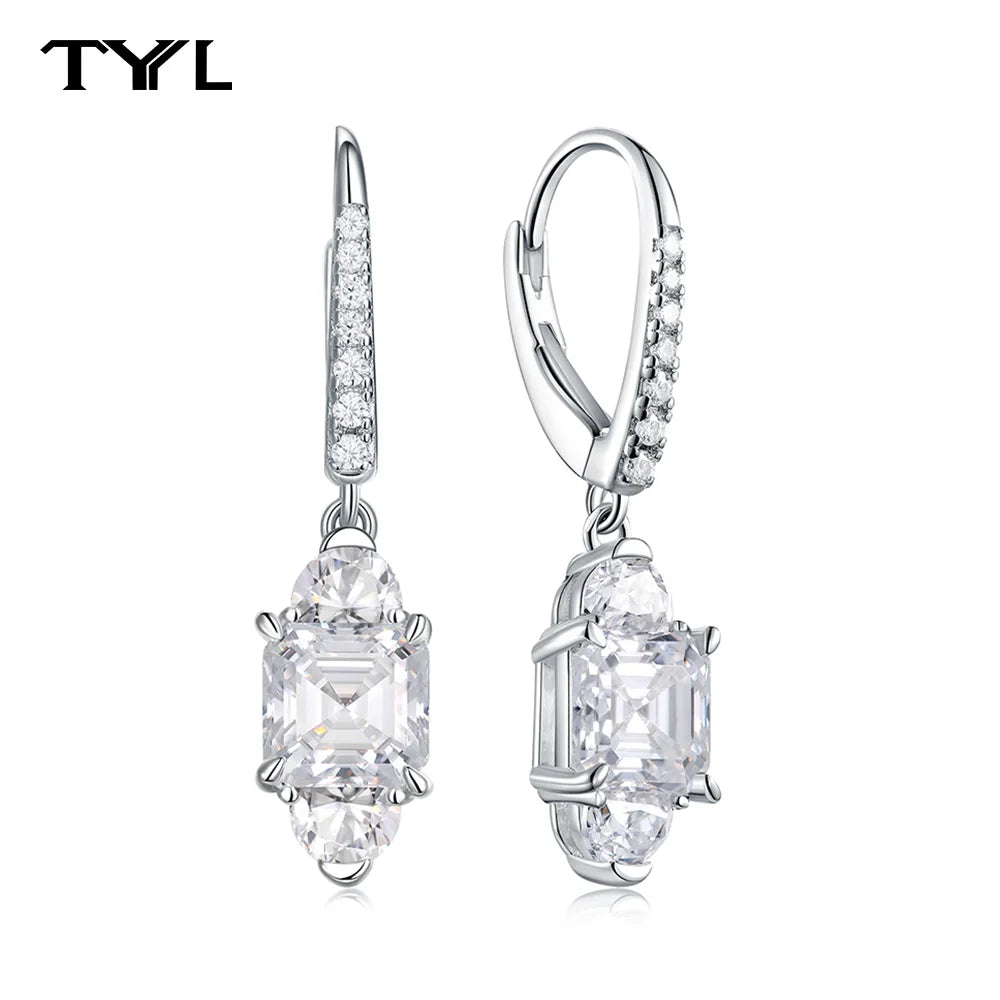 Moissanite VVS1 Drop Earrings 18K Gold Plated 925 Sterling Round Pear Square BandsCo Straps