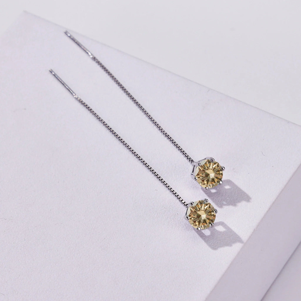 Moissanite Drop Earrings 5-6.5mm Sterling 925 Silver Solitaire Dangle Gift BandsCo Straps