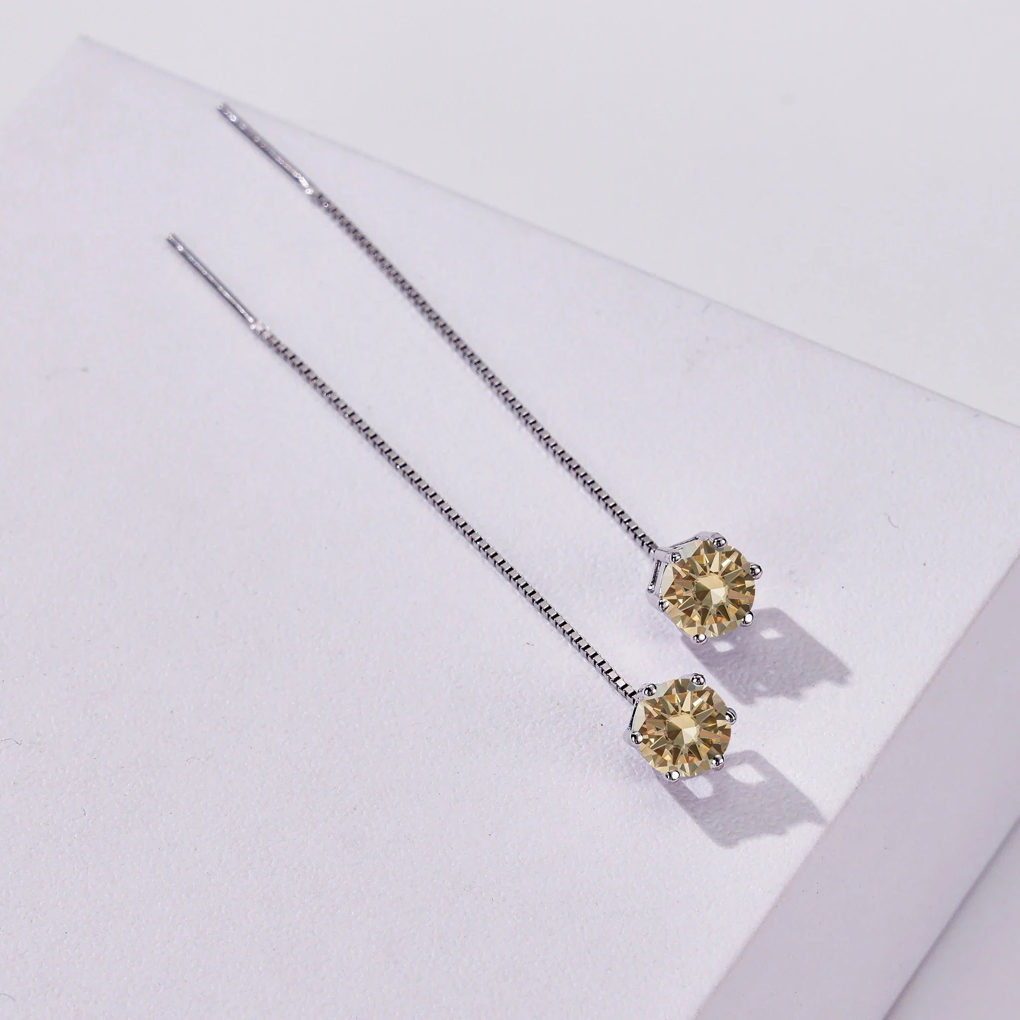Moissanite Drop Earrings 5-6.5mm Sterling 925 Silver Solitaire Dangle Gift BandsCo Straps