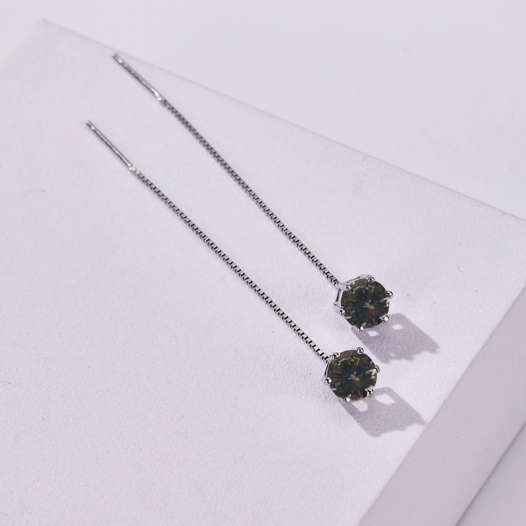 Moissanite Drop Earrings 5-6.5mm Sterling 925 Silver Solitaire Dangle Gift BandsCo Straps