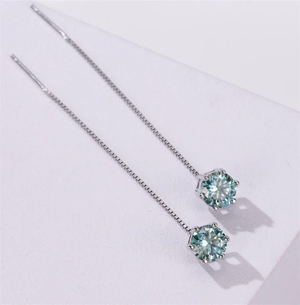 Moissanite Drop Earrings 5-6.5mm Sterling 925 Silver Solitaire Dangle Gift BandsCo Straps