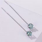 Moissanite Drop Earrings 5-6.5mm Sterling 925 Silver Solitaire Dangle Gift BandsCo Straps