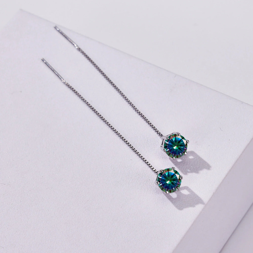 Moissanite Drop Earrings 5-6.5mm Sterling 925 Silver Solitaire Dangle Gift BandsCo Straps