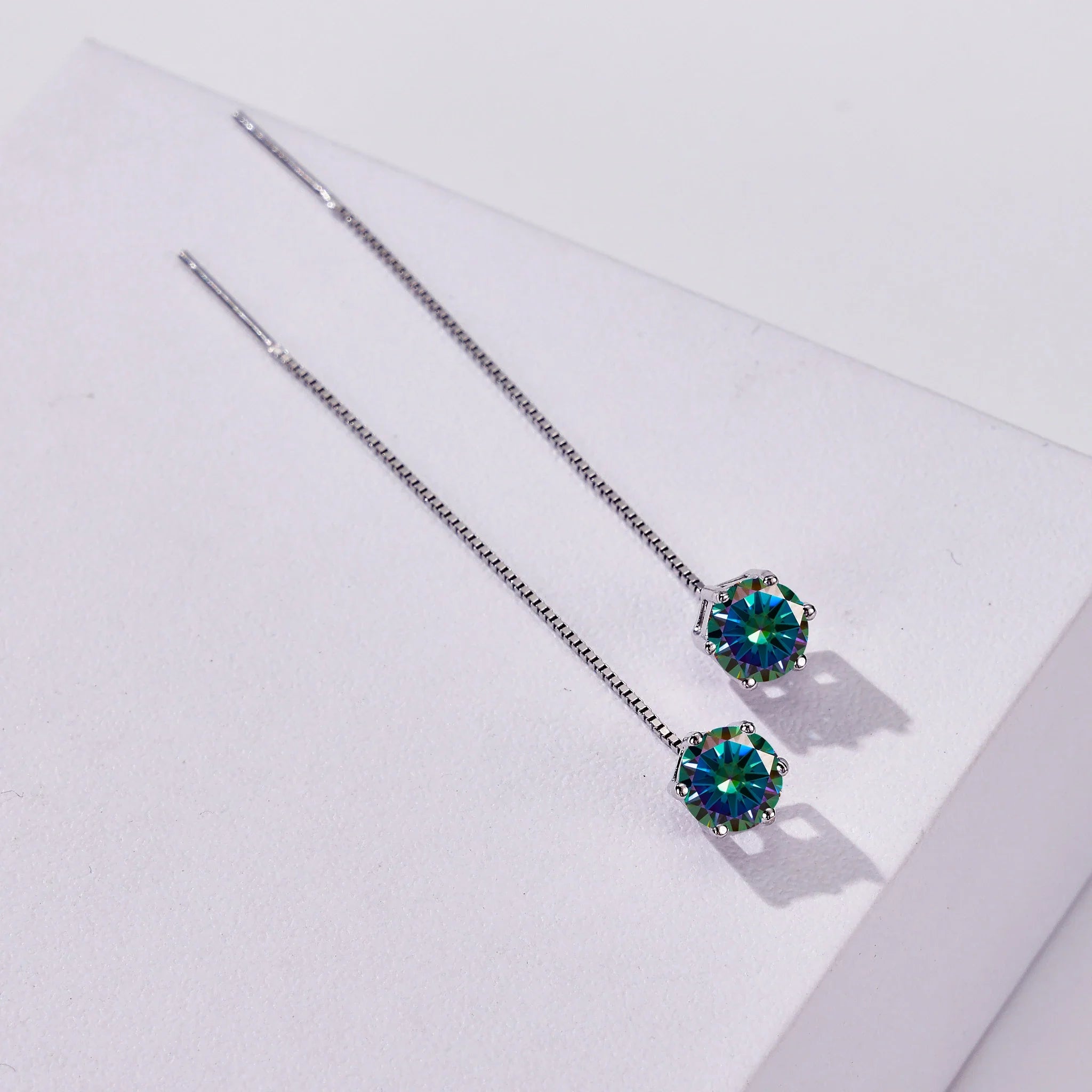 Moissanite Drop Earrings 5-6.5mm Sterling 925 Silver Solitaire Dangle Gift BandsCo Straps