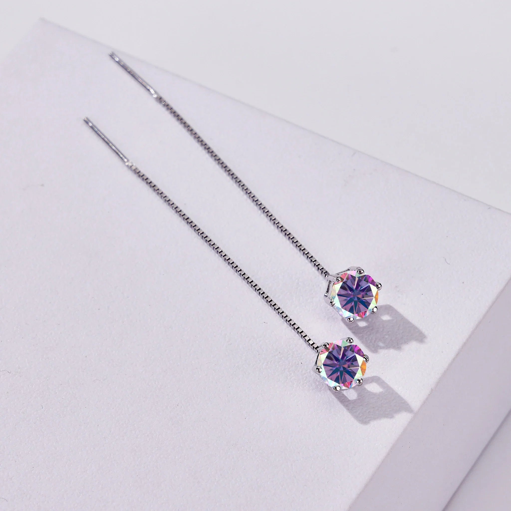 Moissanite Drop Earrings 5-6.5mm Sterling 925 Silver Solitaire Dangle Gift BandsCo Straps