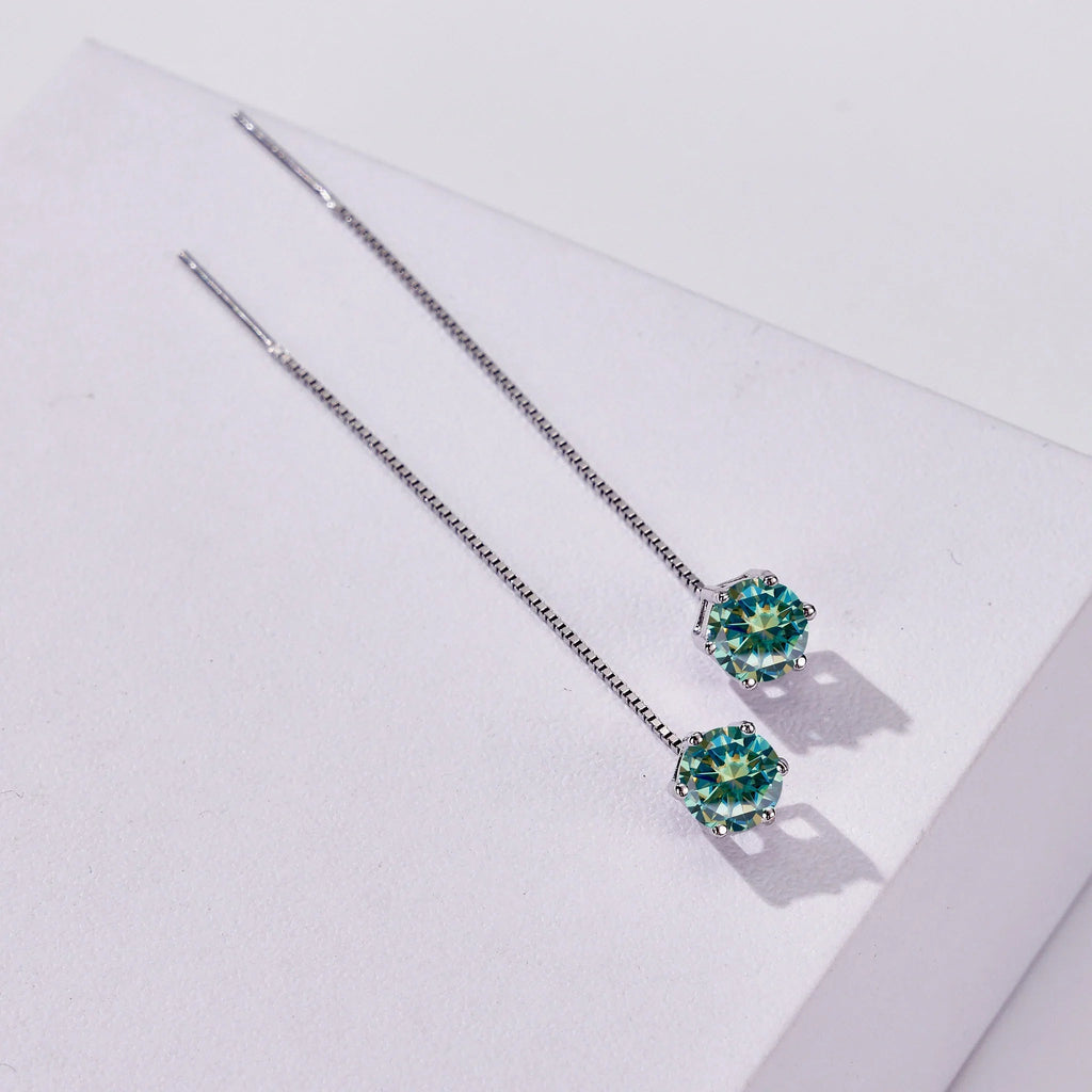 Moissanite Drop Earrings 5-6.5mm Sterling 925 Silver Solitaire Dangle Gift BandsCo Straps