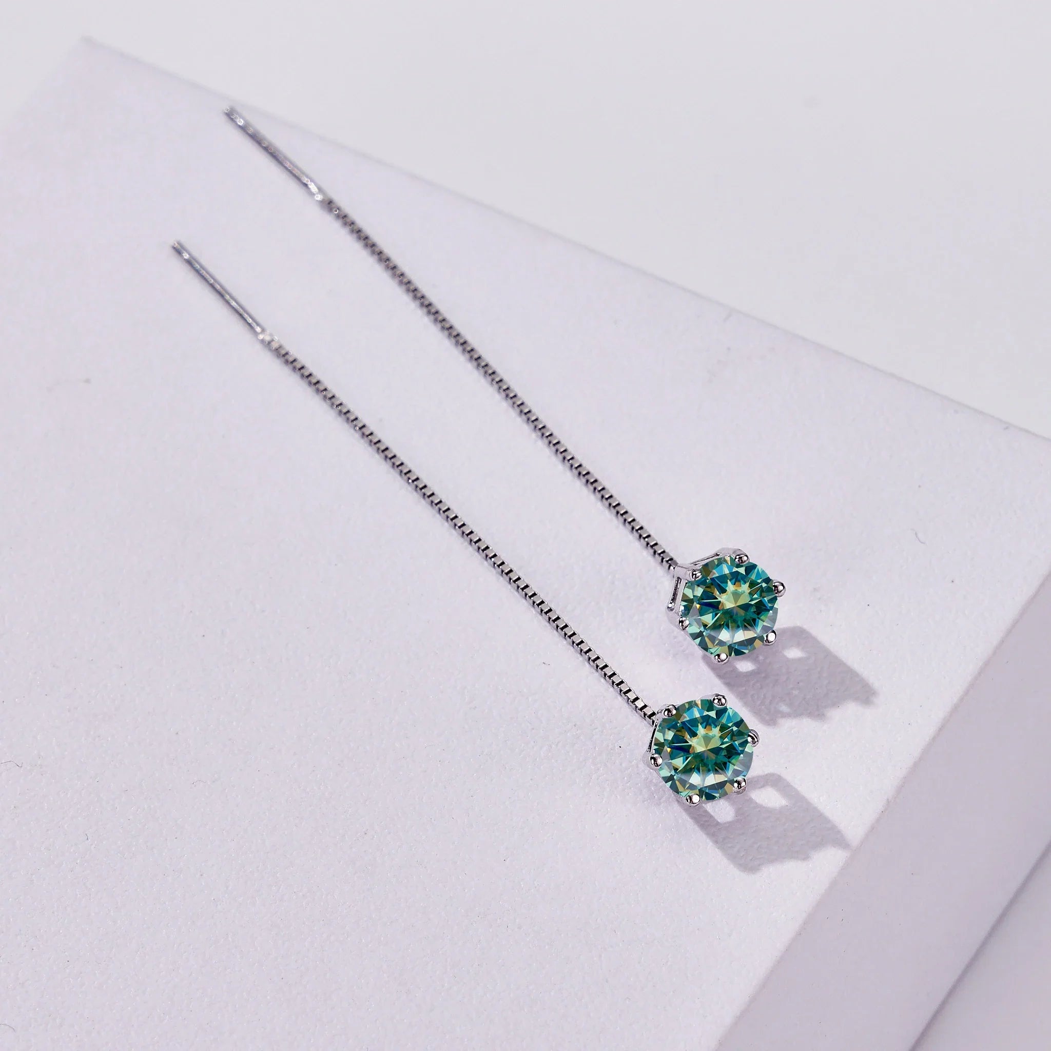 Moissanite Drop Earrings 5-6.5mm Sterling 925 Silver Solitaire Dangle Gift BandsCo Straps