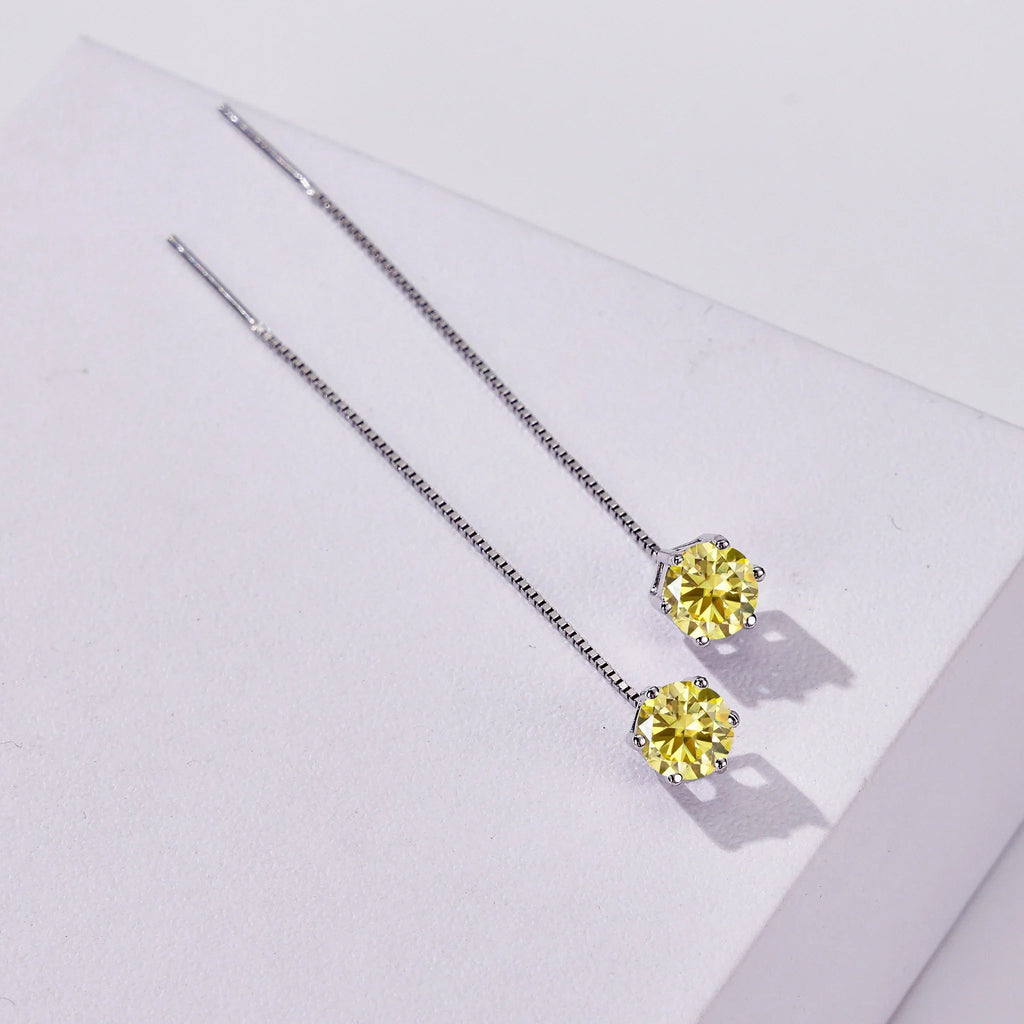 Moissanite Drop Earrings 5-6.5mm Sterling 925 Silver Solitaire Dangle Gift BandsCo Straps