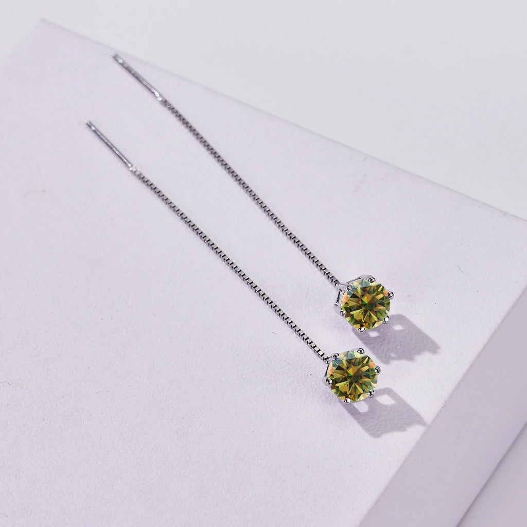 Moissanite Drop Earrings 5-6.5mm Sterling 925 Silver Solitaire Dangle Gift BandsCo Straps