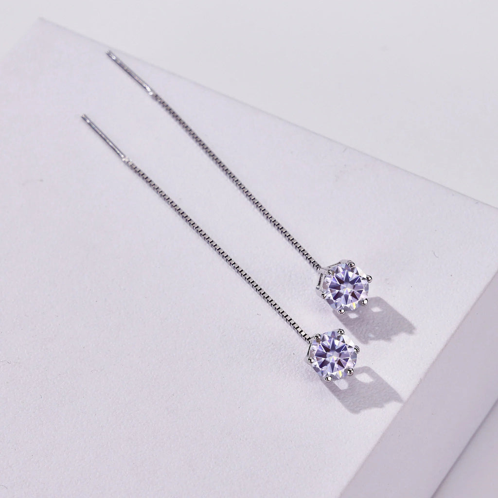 Moissanite Drop Earrings 5-6.5mm Sterling 925 Silver Solitaire Dangle Gift BandsCo Straps