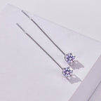 Moissanite Drop Earrings 5-6.5mm Sterling 925 Silver Solitaire Dangle Gift BandsCo Straps