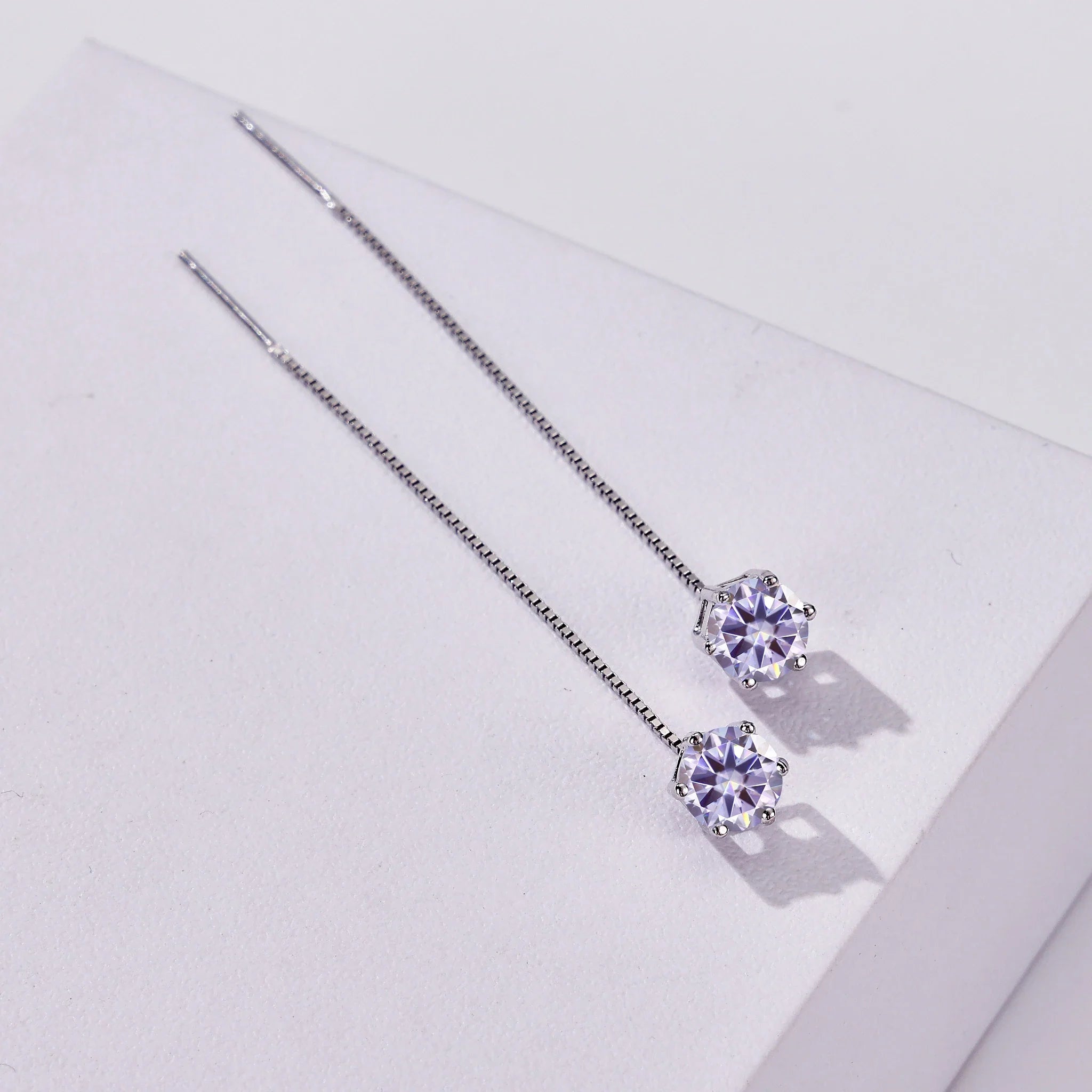 Moissanite Drop Earrings 5-6.5mm Sterling 925 Silver Solitaire Dangle Gift BandsCo Straps