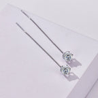 Moissanite Drop Earrings 5-6.5mm Sterling 925 Silver Solitaire Dangle Gift BandsCo Straps