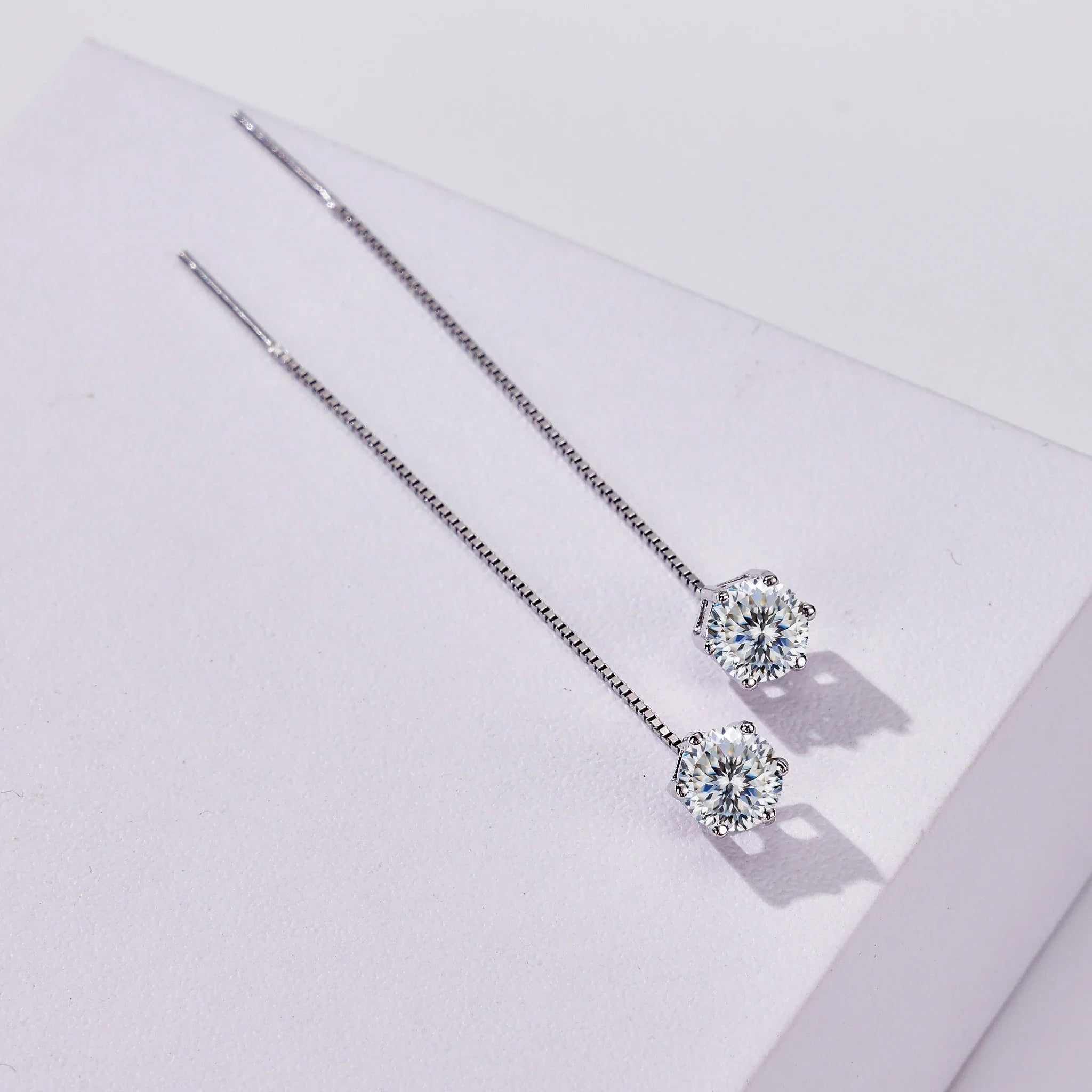 Moissanite Drop Earrings 5-6.5mm Sterling 925 Silver Solitaire Dangle Gift BandsCo Straps