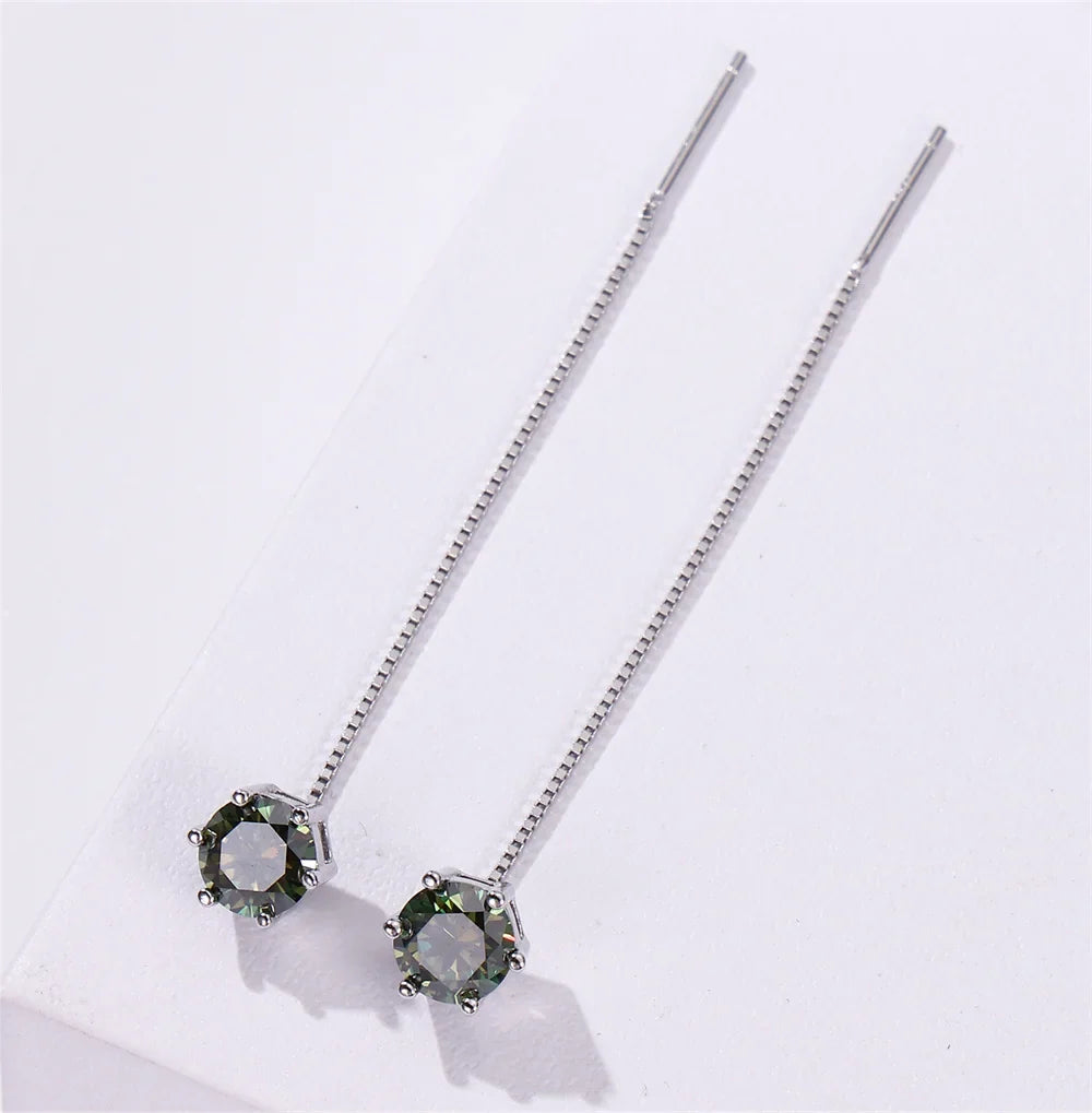 Moissanite Drop Earrings 5-6.5mm Sterling 925 Silver Solitaire Dangle Gift BandsCo Straps