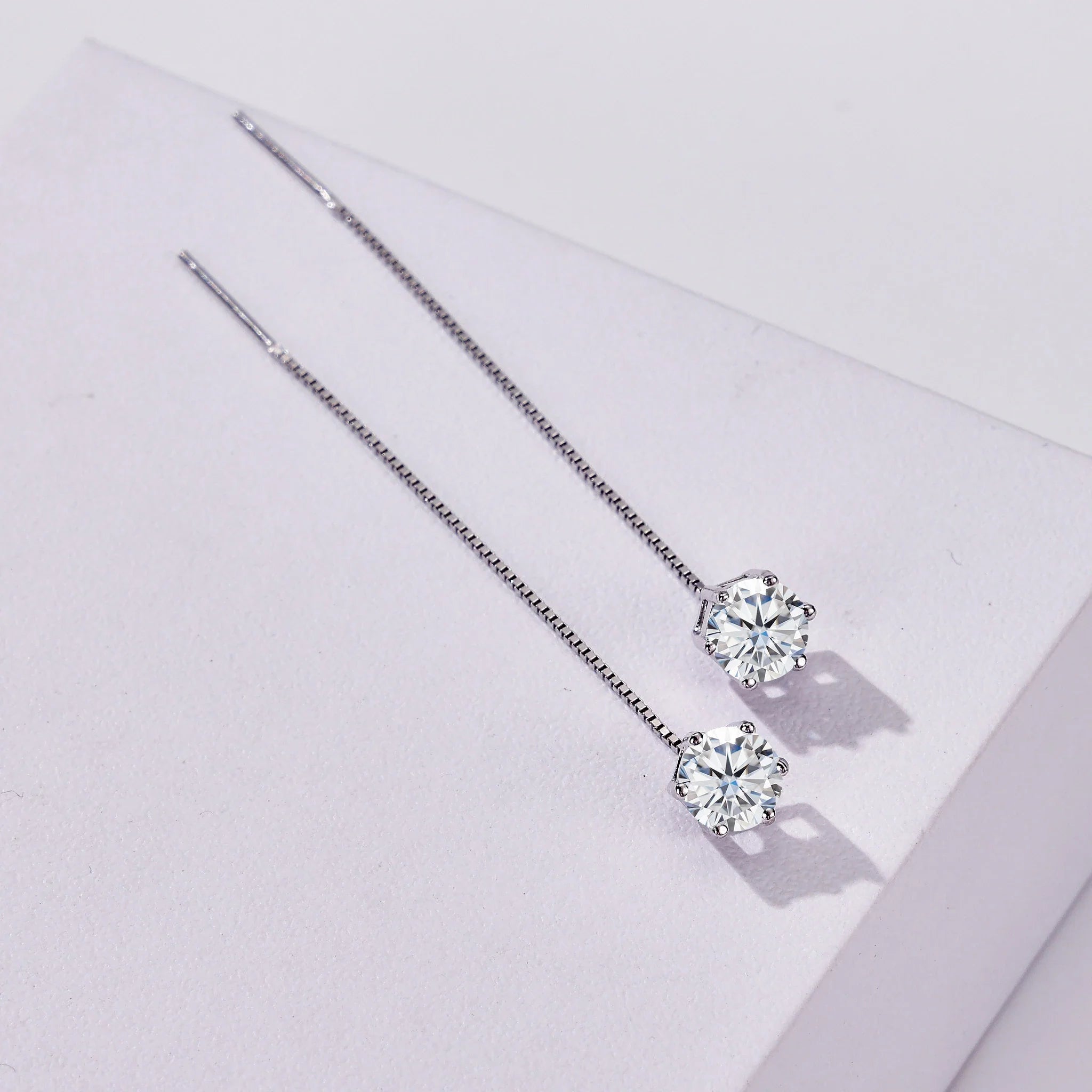 Moissanite Drop Earrings 5-6.5mm Sterling 925 Silver Solitaire Dangle Gift BandsCo Straps