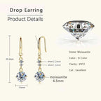 Moissanite Earrings 925 Sterling Silver White Gold Plated Hypoallergenic Studs BandsCo Straps