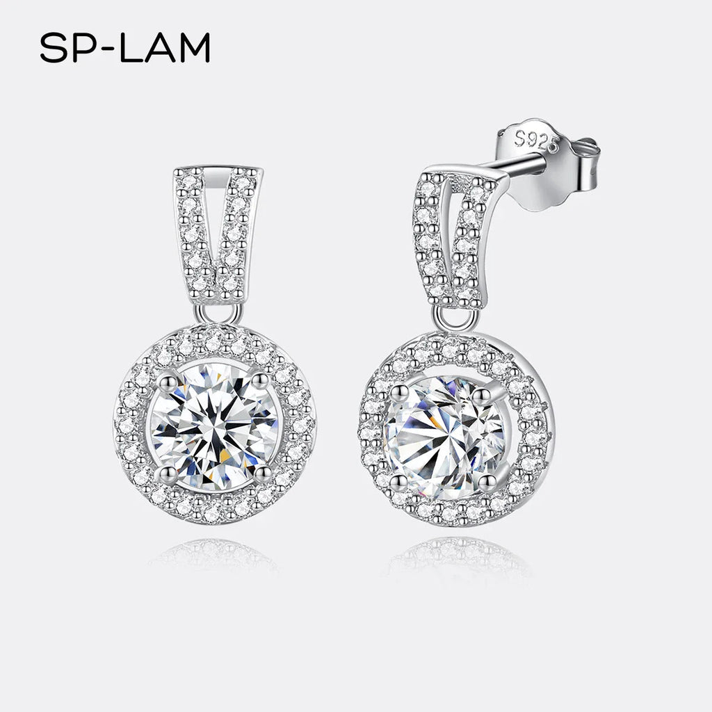 Moissanite Drop Earrings 925 Sterling Silver 1 Ct GRA Bridal Wedding Engagement BandsCo Straps