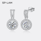 Moissanite Drop Earrings 925 Sterling Silver 1 Ct GRA Bridal Wedding Engagement BandsCo Straps