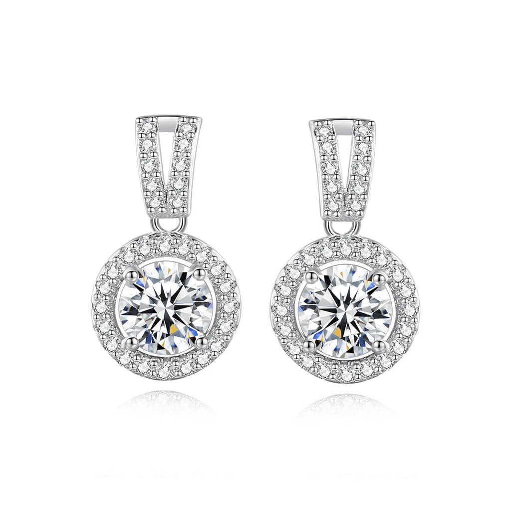 Moissanite Drop Earrings 925 Sterling Silver 1 Ct GRA Bridal Wedding Engagement BandsCo Straps