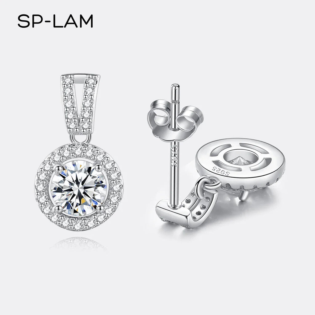 Moissanite Drop Earrings 925 Sterling Silver 1 Ct GRA Bridal Wedding Engagement BandsCo Straps
