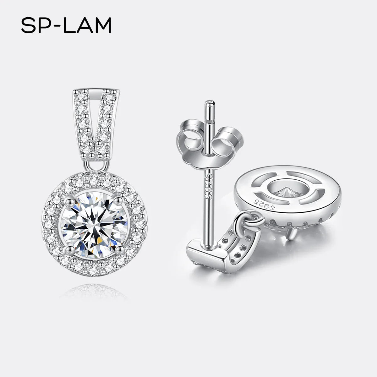 Moissanite Drop Earrings 925 Sterling Silver 1 Ct GRA Bridal Wedding Engagement BandsCo Straps