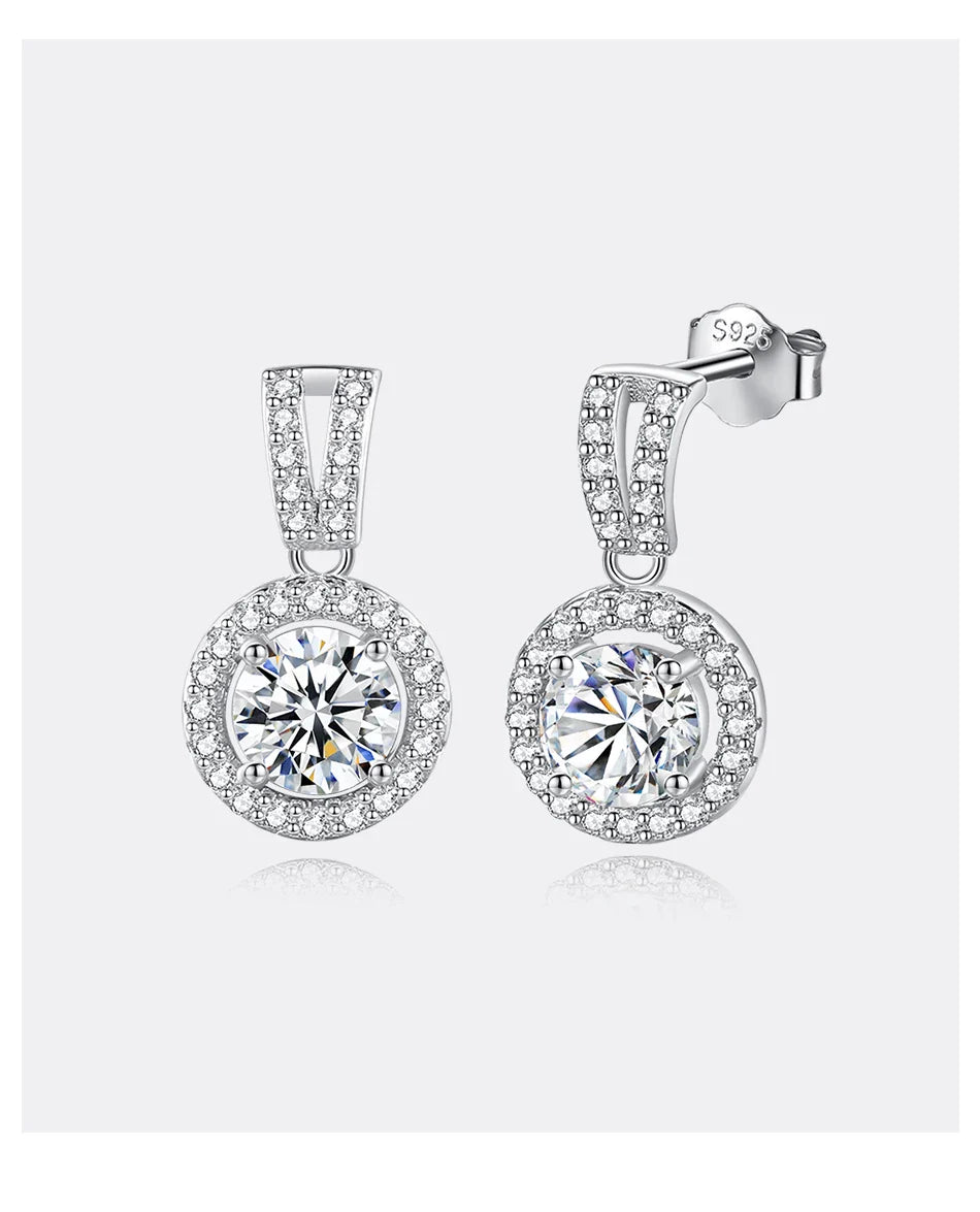 Moissanite Drop Earrings 925 Sterling Silver 1 Ct GRA Bridal Wedding Engagement BandsCo Straps