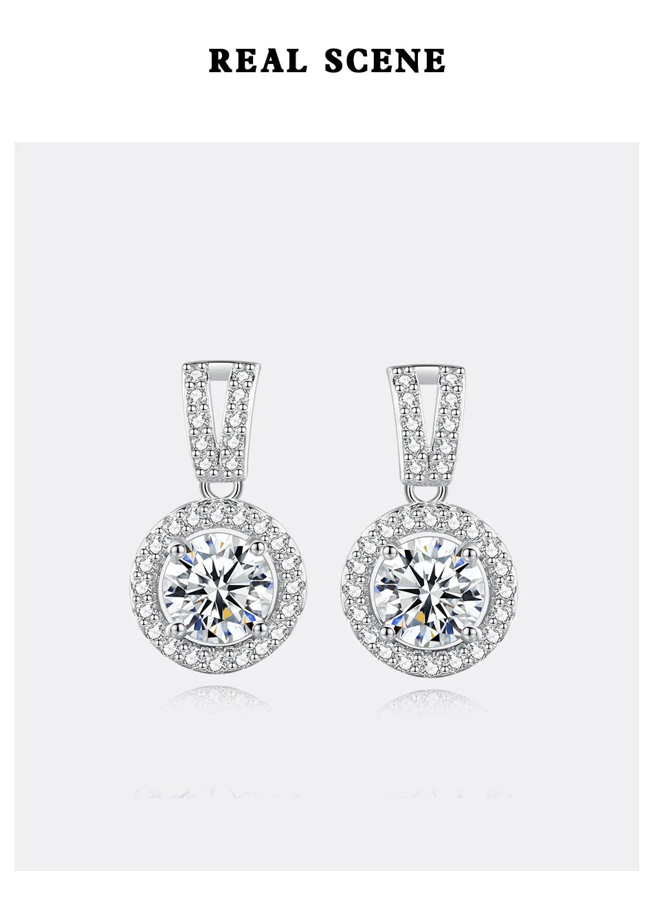 Moissanite Drop Earrings 925 Sterling Silver 1 Ct GRA Bridal Wedding Engagement BandsCo Straps