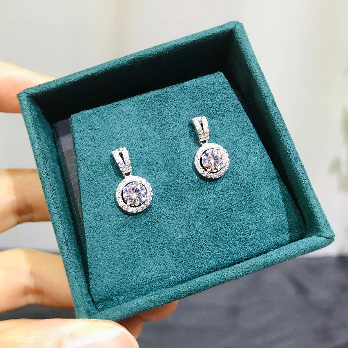 Moissanite Drop Earrings 925 Sterling Silver 1 Ct GRA Bridal Wedding Engagement BandsCo Straps