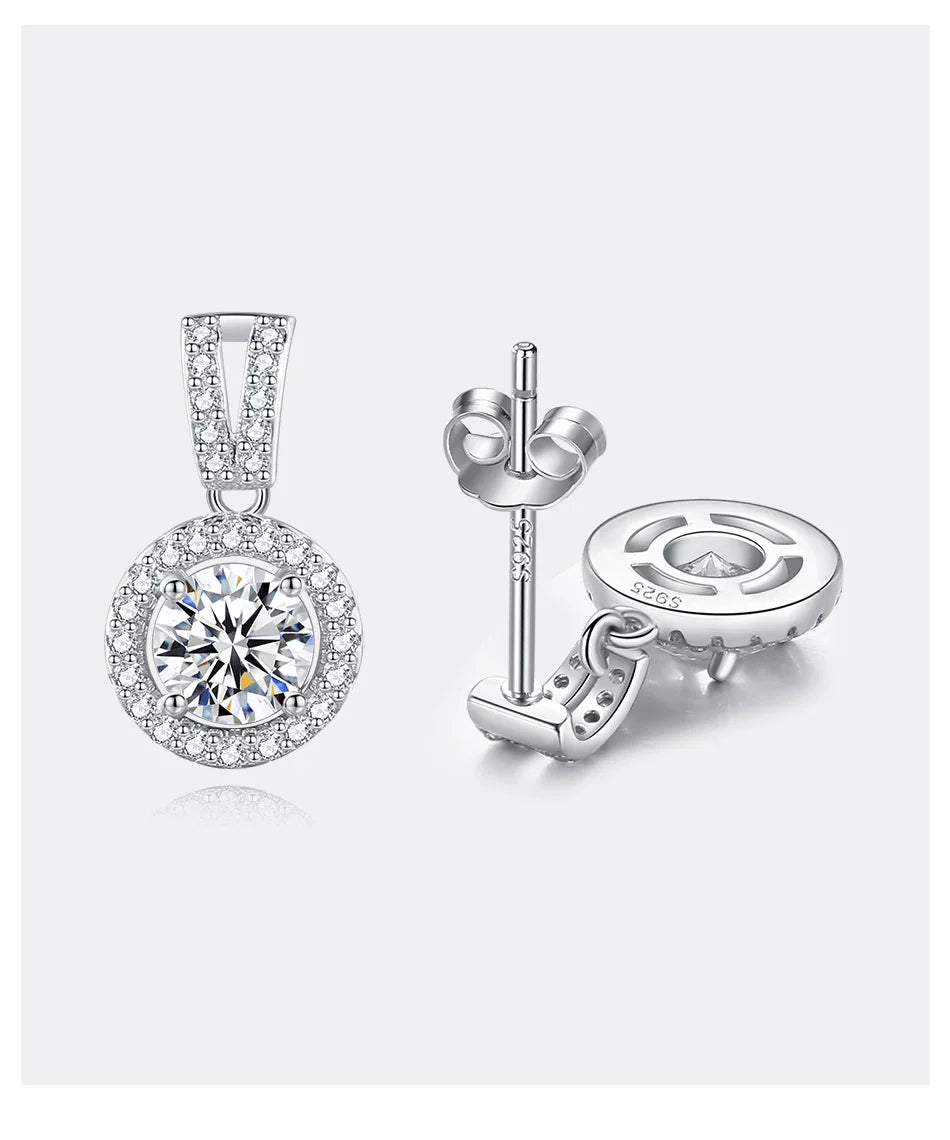 Moissanite Drop Earrings 925 Sterling Silver 1 Ct GRA Bridal Wedding Engagement BandsCo Straps